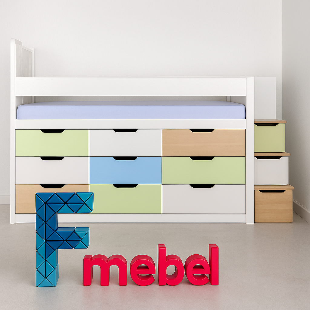 Кровать-чердак со шкафом Индиана Fmebel 80x190