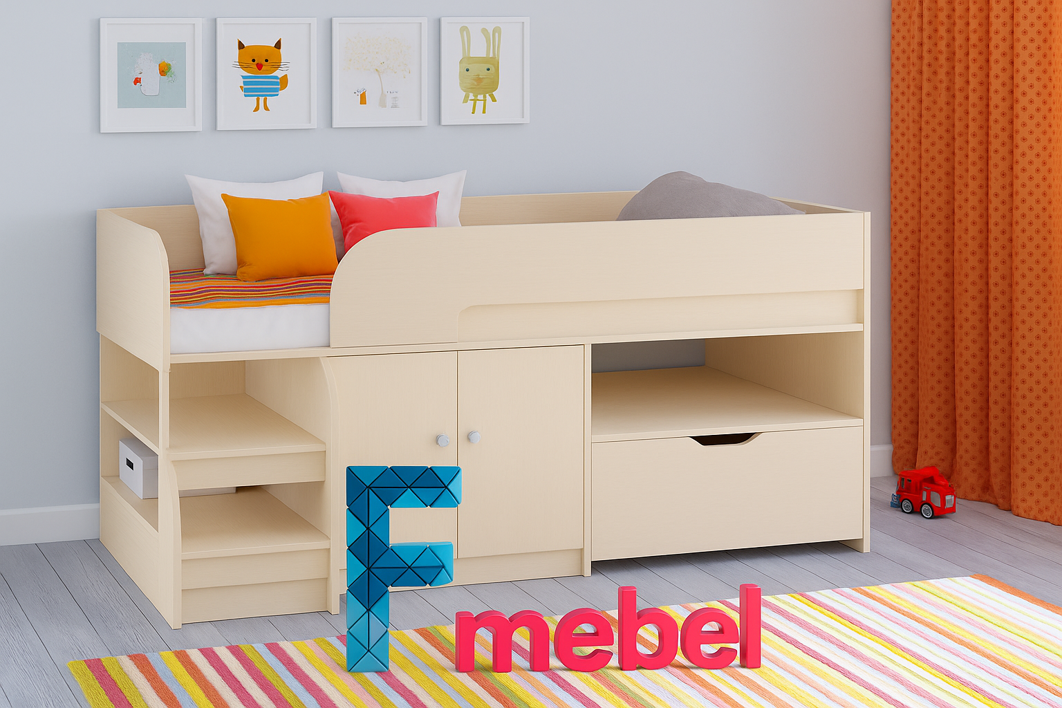 Кровать-чердак Лейпциг Fmebel 80х160
