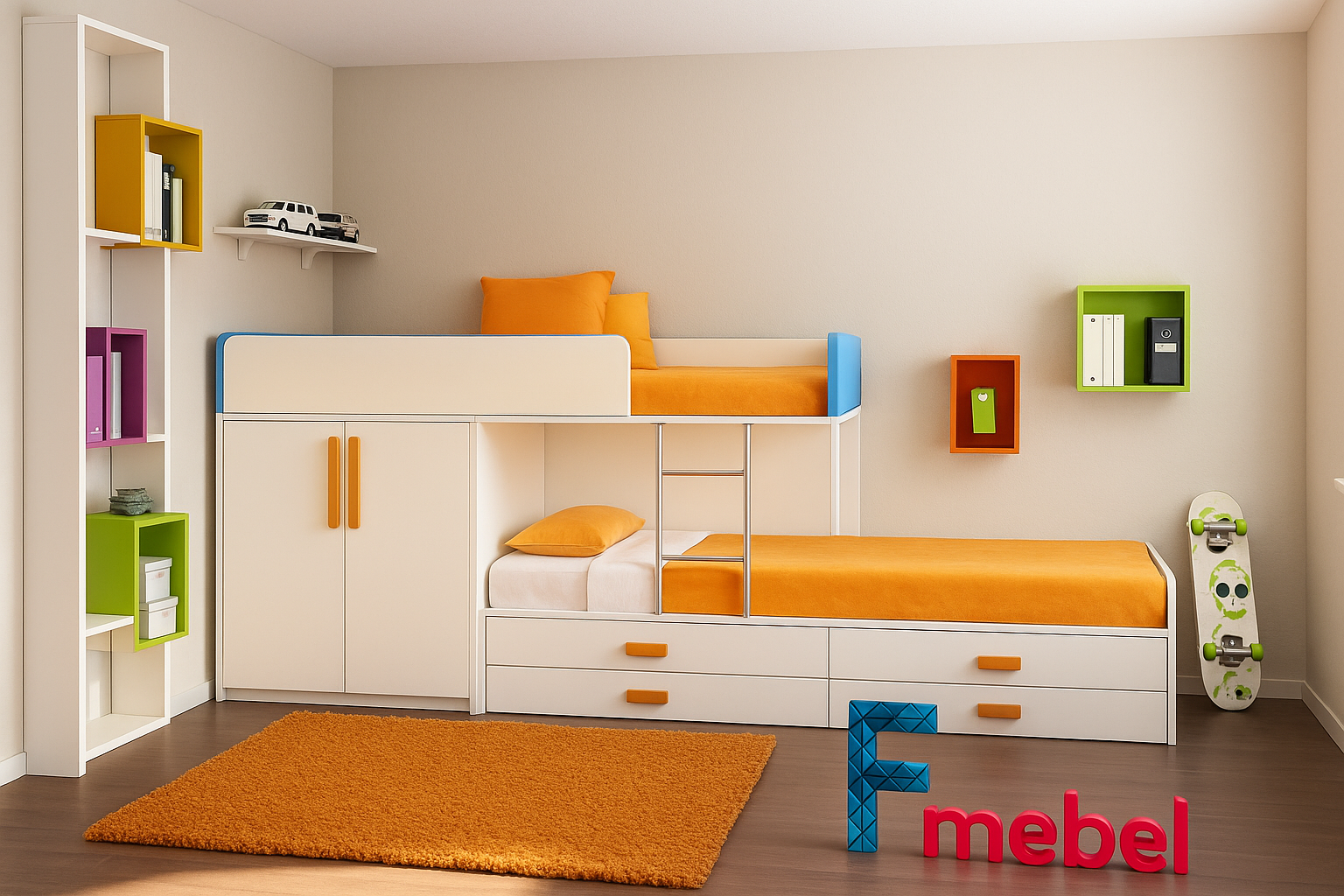 Двухъярусная кровать со шкафом Аликанте Fmebel
