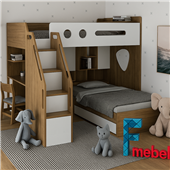 Двухъярусная кровать с полками и столом Шумен Fmebel