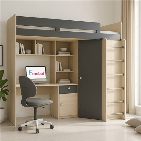 Кровать-чердак со столом Верона Fmebel 80x190