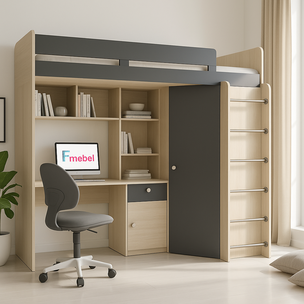 Ліжко-горище зі столом Верона Fmebel 80x190