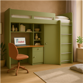 Кровать-чердак со столом Верона Fmebel 80x190