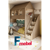 Двухъярусная кровать домик Дессау Fmebel