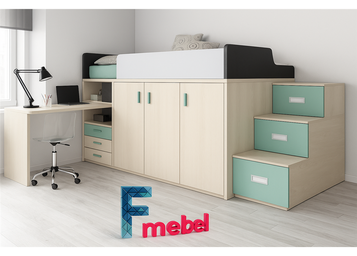 Ліжко-горище зі столом Вісбаден Fmebel