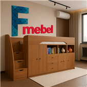 Ліжко-горище зі столом Веллінгтон Fmebel
