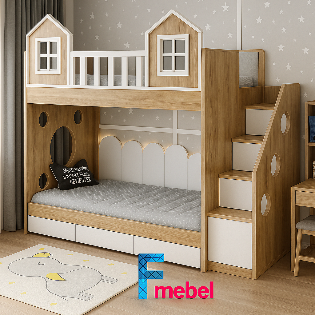Двухъярусная кровать домик Краков Fmebel