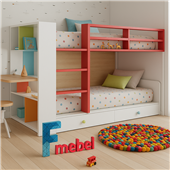 Двухъярусная кровать с полками Кассель Fmebel 90x200 