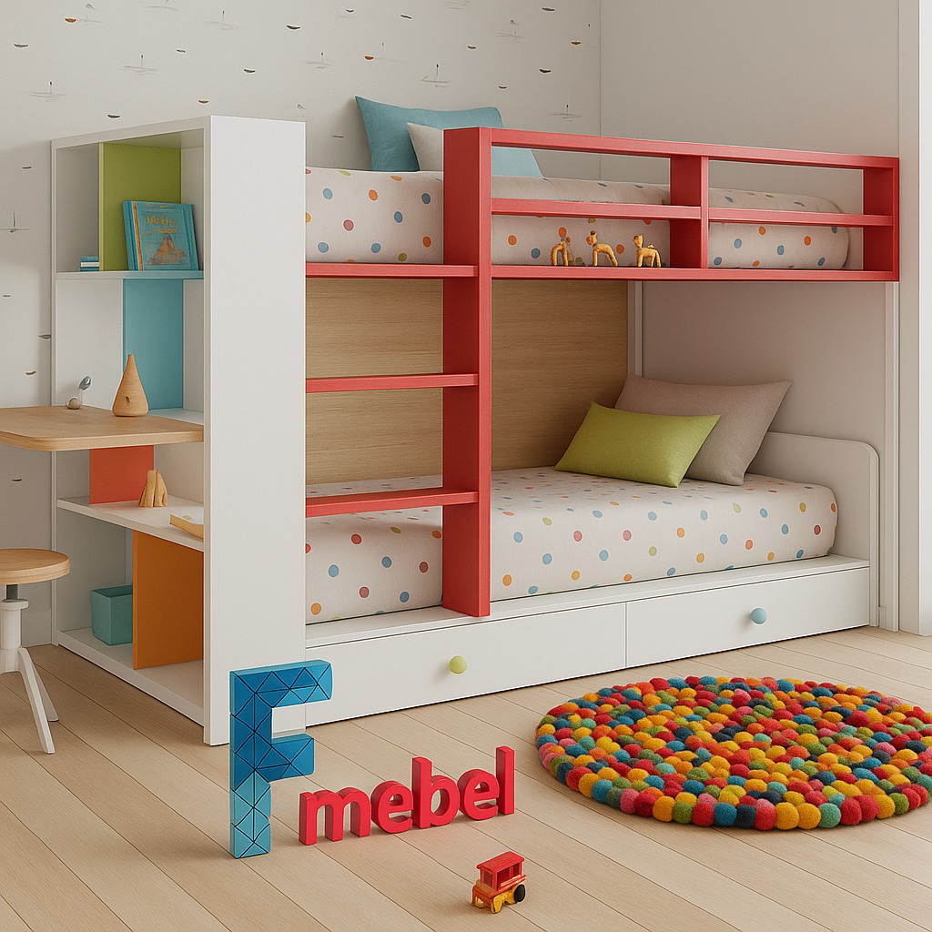 Двоярусне ліжко з полицями Кассель Fmebel 90x200