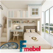 Кровать-домик двухъярусная со столом Арлингтон Fmebel