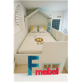 Кровать-домик двухъярусная со столом Арлингтон Fmebel