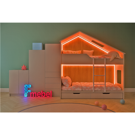 Двухъярусная кровать домик Аделаида Fmebel