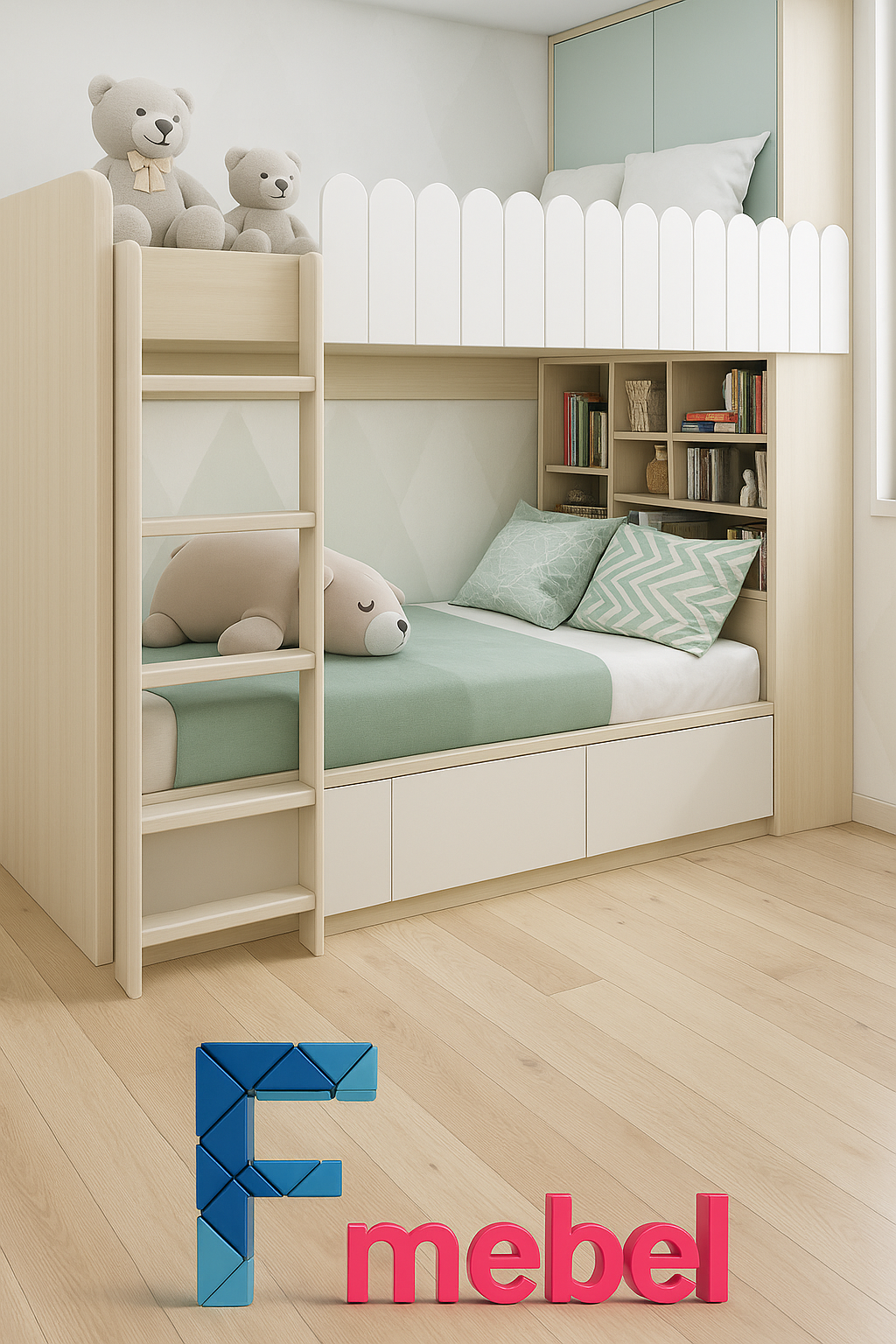 Двухъярусная кровать с полками Акрон Fmebel