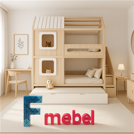Двухъярусная кровать домик Мейкон Fmebel
