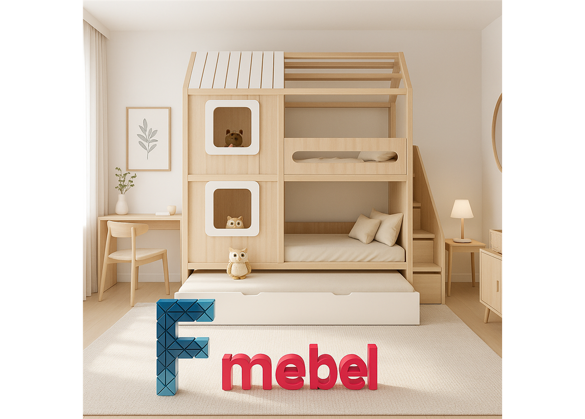 Двухъярусная кровать домик Мейкон Fmebel