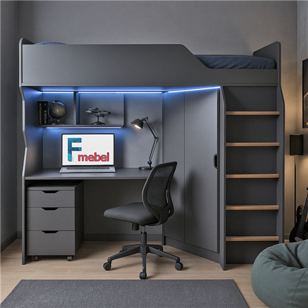 Ліжко-горище зі столом Антверпен Fmebel
