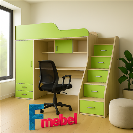 Кровать-чердак со столом Ричмонд Fmebel