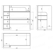 Кровать-чердак со столом Касабланка Fmebel 90x200