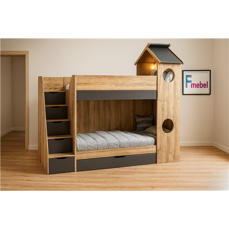 Двухъярусная кровать домик Камбре Fmebel