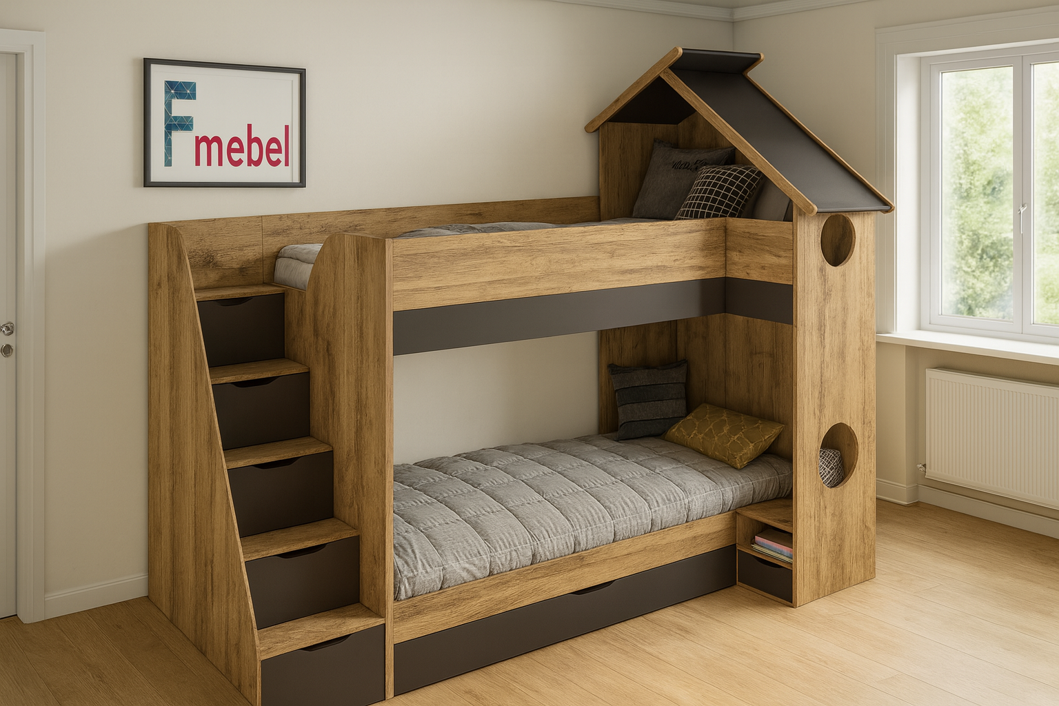 Двоярусне ліжко будиночок Девонпорт Fmebel
