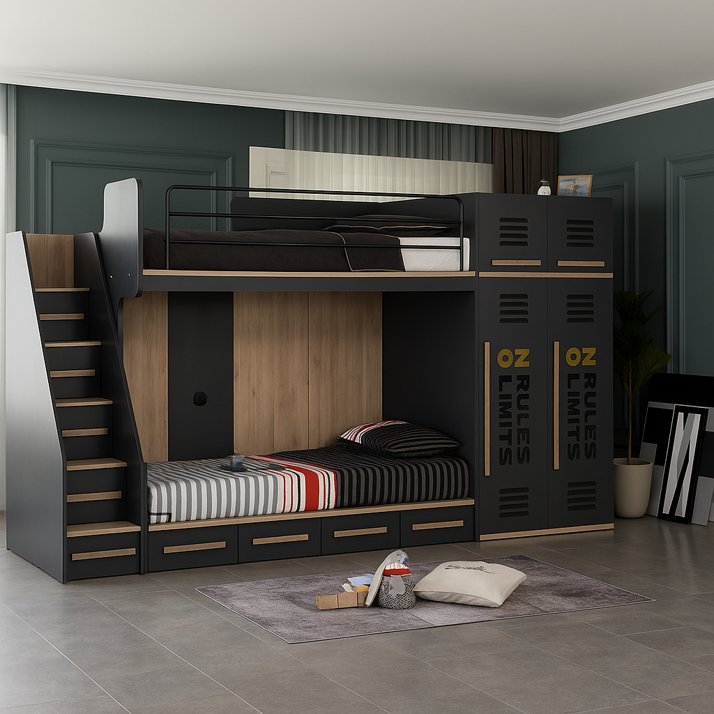Двоярусне ліжко з шафою Гельсінкі-2 Fmebel 90x200