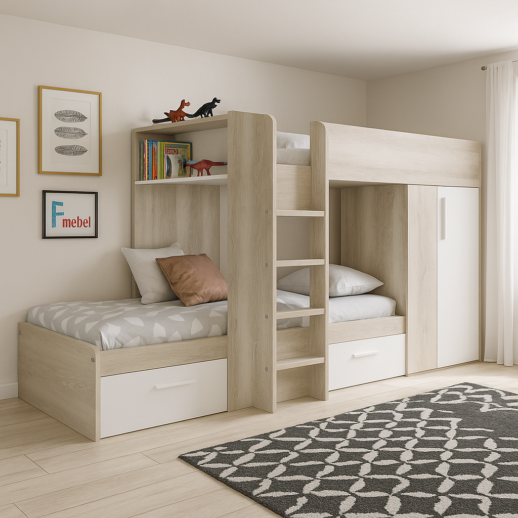 Двухъярусная кровать со шкафом Анталия Fmebel 90x200