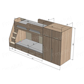 Двоярусне ліжко з шафою Гельсінкі-2 Fmebel 90x200