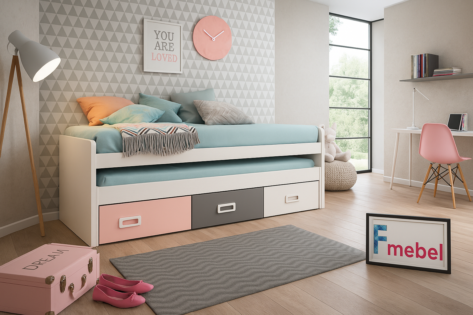 Кровать с дополнительным спальным местом Кливленд Fmebel 90x190