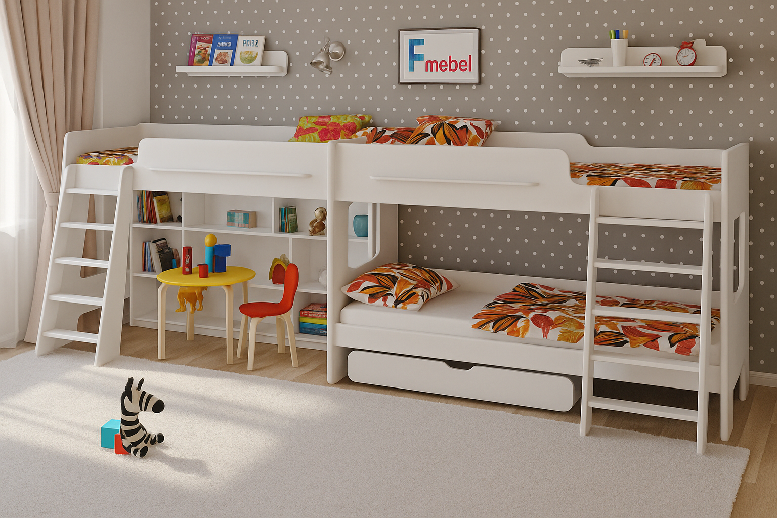 Кровать для троих детей Лестер Fmebel 80x190