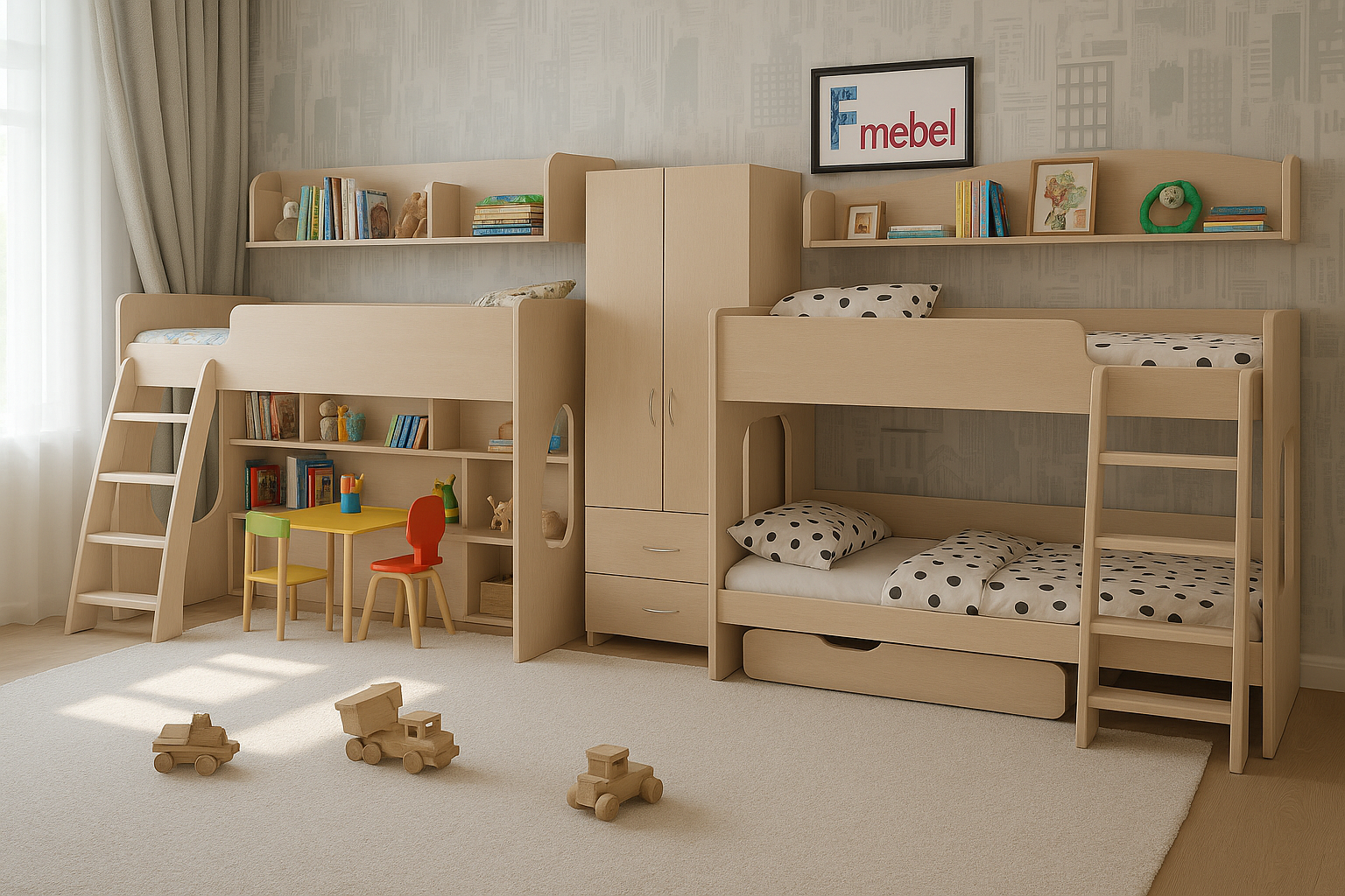 Кровать для троих детей Престон Fmebel 80x190