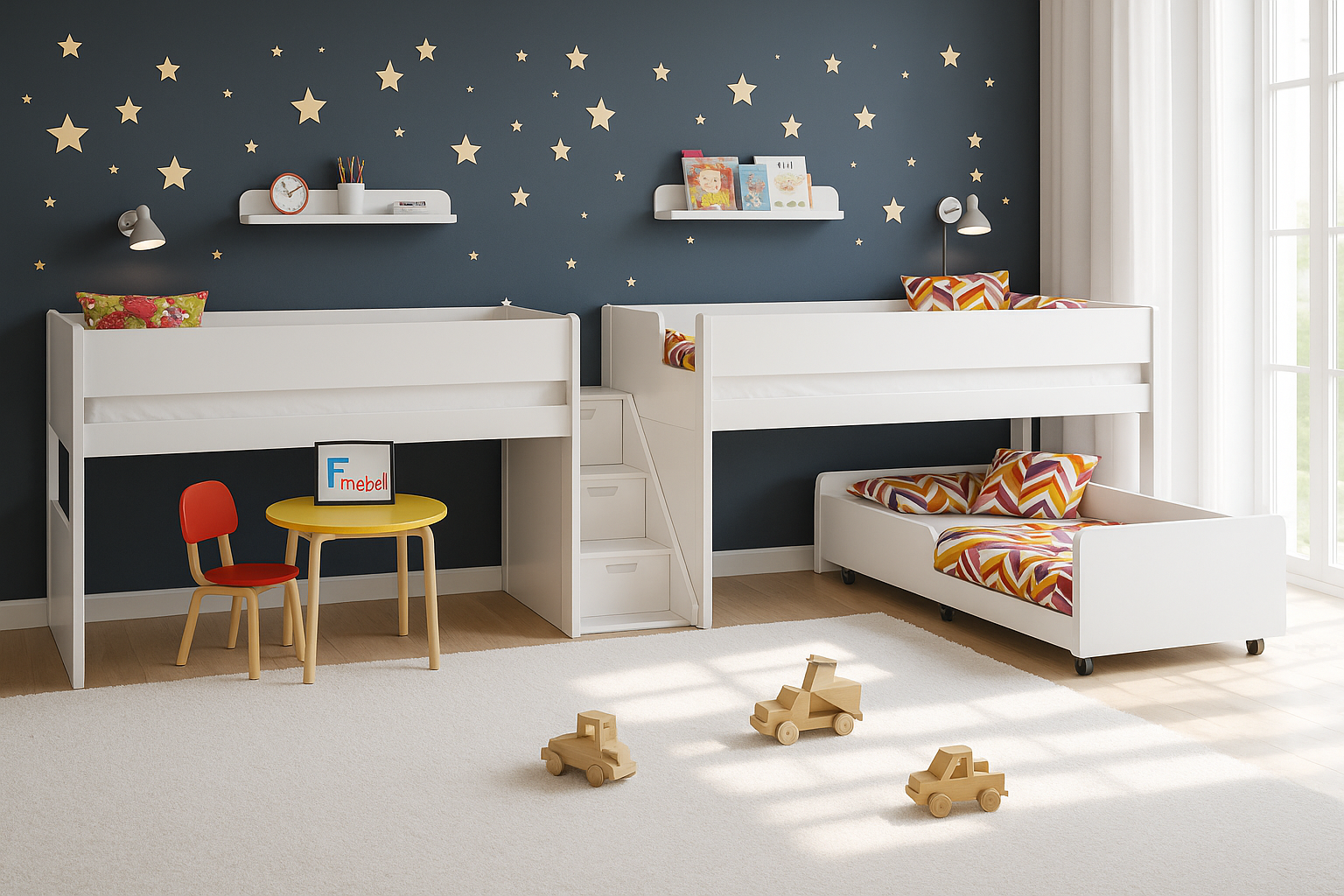 Кровать для троих детей Финикс Fmebel 80x190
