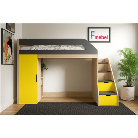 Кровать-чердак с игровой зоной Арканзас Fmebel 80х190