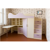Кровать-чердак со столом Алабама Fmebel 80x190