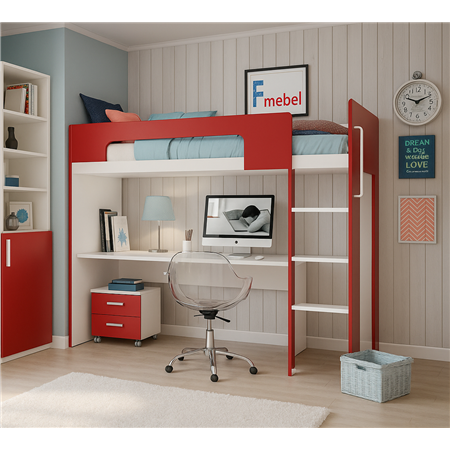 Кровать-чердак со столом Сицилия Fmebel 90x200