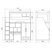 Кровать-чердак со столом и шкафом Наска Fmebel