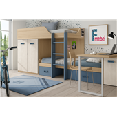 Двоярусне ліжко з шафою та столом Гамільтон Fmebel 90x200