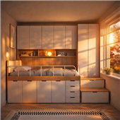 Ліжко-горище з шафою Братислава Fmebel 90x200, 140х200, 160х200