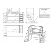 Кровать-чердак с местом под диван Абанкай-2-Д Fmebel