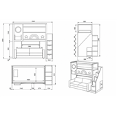 Кровать-чердак с местом под диван Касма-2-Д Fmebel