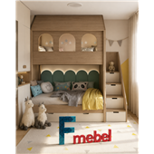 Двухъярусная кровать домик Дессау Fmebel