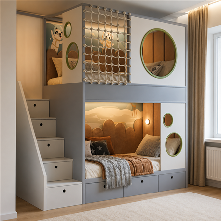 Двухъярусная кровать домик Сабадель Fmebel 