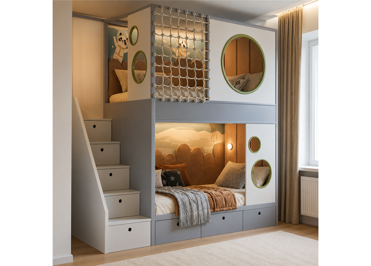 Двухъярусная кровать домик Сабадель Fmebel 