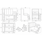 Двухъярусная кровать с широким нижним спальным местом для взрослых Ардино Fmebel 120х190, 140х190, 160х190