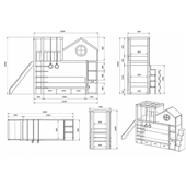 Двухъярусная кровать со спортивно игровой зоной Порту Fmebel