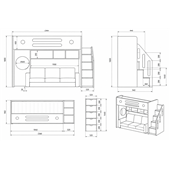 Кровать-чердак с местом под диван Габри-Д Fmebel